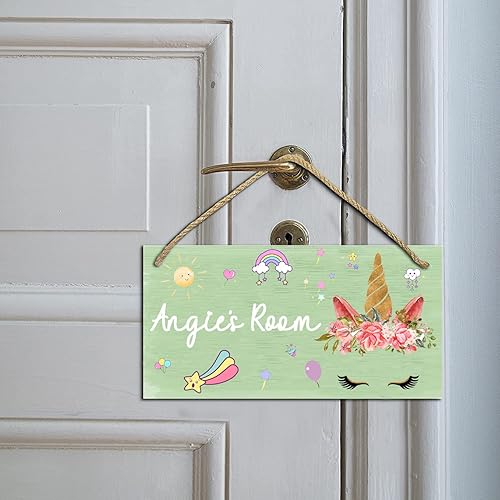 Miniatura 3 de Decoración de unicornio para dormitorio de niñas, letreros personalizados con nombre para habitación de niños, decoración de pared de unicornio de