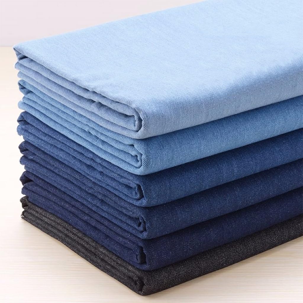 Tessuto In Blu Denim Tinta Unita Per Sartoria, Arte E Artigianato, Cucito, Trapuntatura, Larghezza 145 Cm,(Blue 2,20x1.45M(65.61x4.75ft))