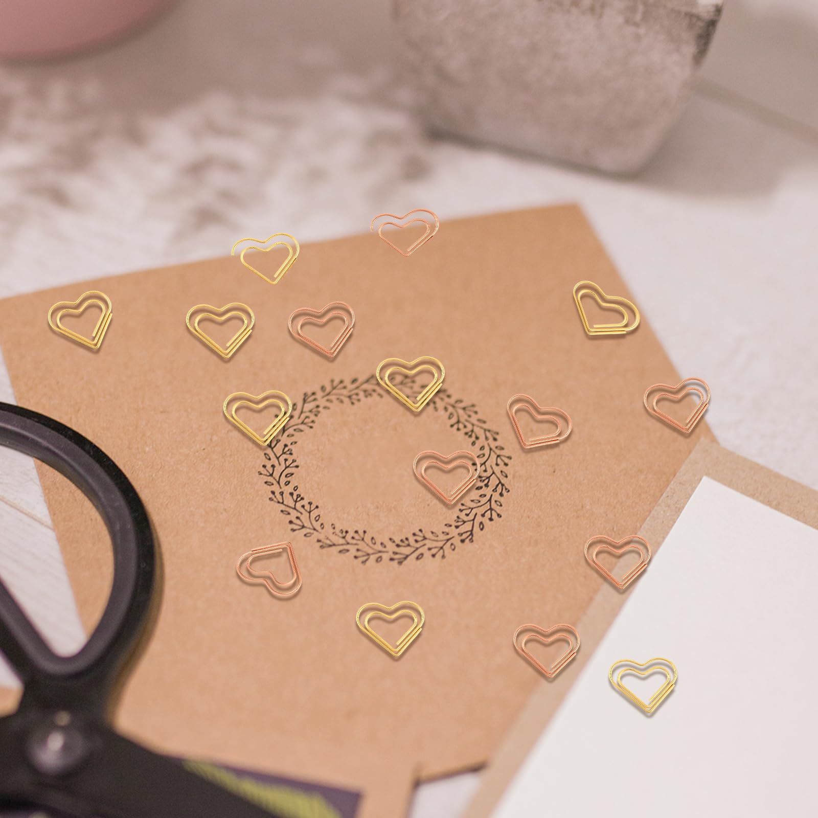 Heart Paper Clips Gold Love Heart Shaped Small Paper Clips Rose Gold Cute Metal Journaling Paper Clamps Paperclips for Women Paper Document Note Sorting Wedding Decoration Crafts 100Pcs - Image 3