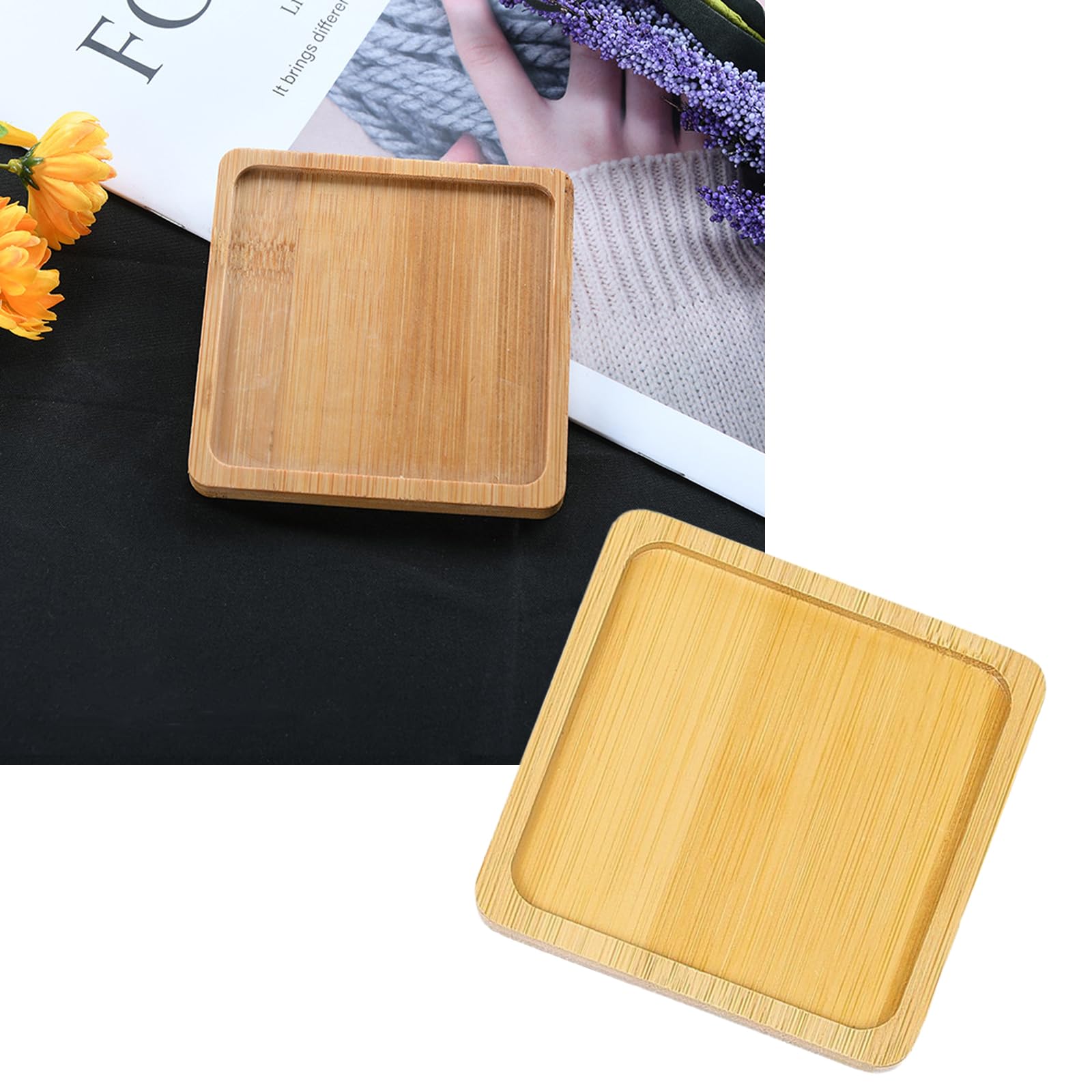 Posavasos de Mosaico de Bambú, 6 Pcs, Cuadrados, Resistente al Calor, Rellenables para Bebidas, Vasos, Vidrio