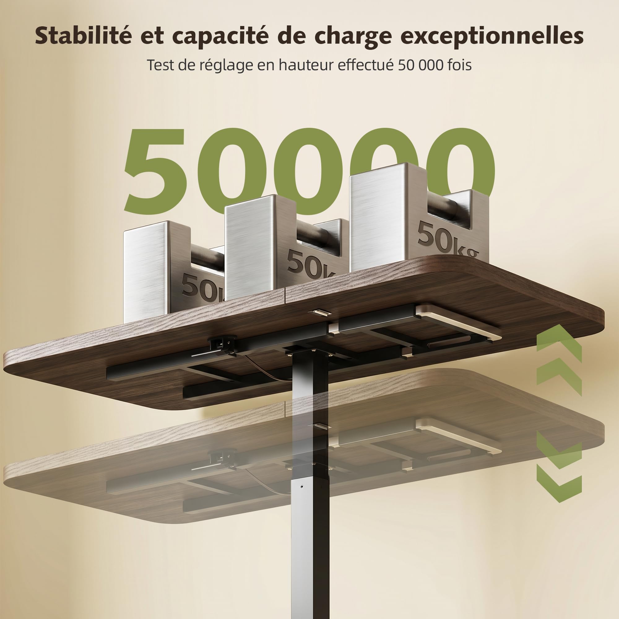 Table Lit Réglable Hauteur, Grande Surface 100cm, avec roulettes Freins, Vérin Pneumatique, Table d'Ordinateur, Bureau Forme C Robuste, Table Canapé Mobile pour Salon, Office,Couleur Noyer