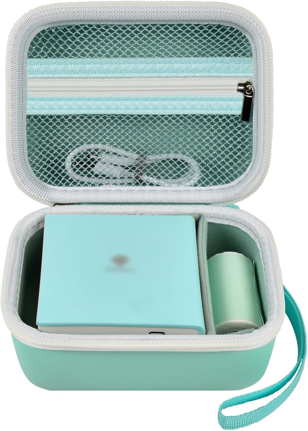 Etui do Memoking T02/ do Phomemo M02/ T02/ M02S/ M02 Pro/ Q30S/ M02X drukarka etykiet. Mini uchwyt na drukarkę naklejki, papier termiczny, kabel USB (tylko pudełko) zielony