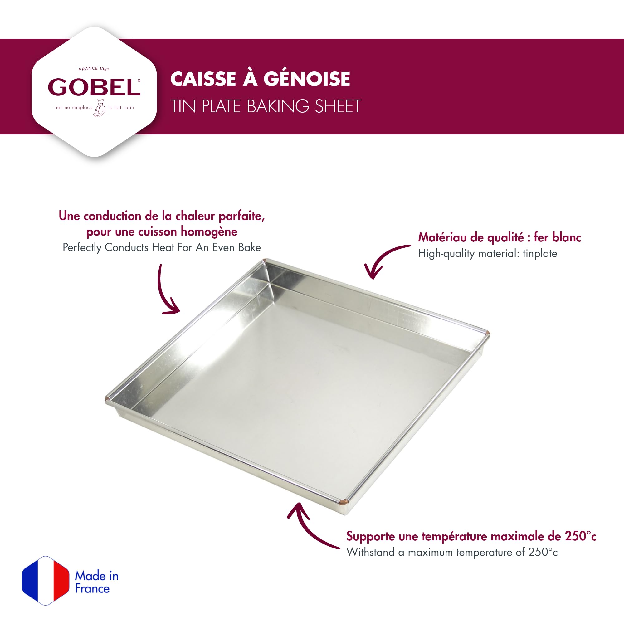 Gobel 125105 Caisse Génoise Bordé sur Fil Fer Blanc