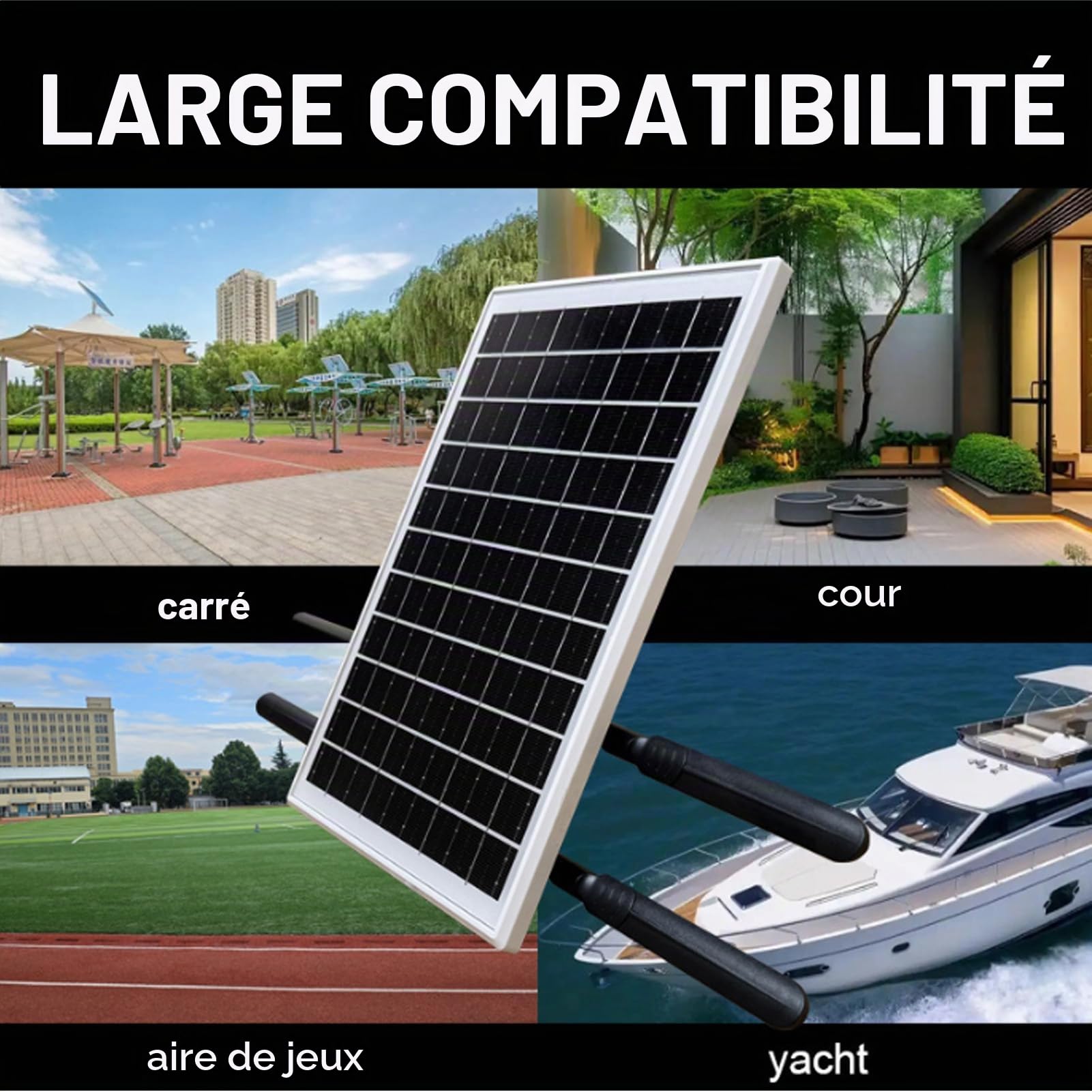 Routeur Solaire 4G D'extérieur avec Emplacement pour Carte SIM, Point D'accès Wi-FI 4G LTE sans Fil 300 Mbit/s 2,4 GHz, Panneau Solaire 15 W, Batterie 25 600 MAh