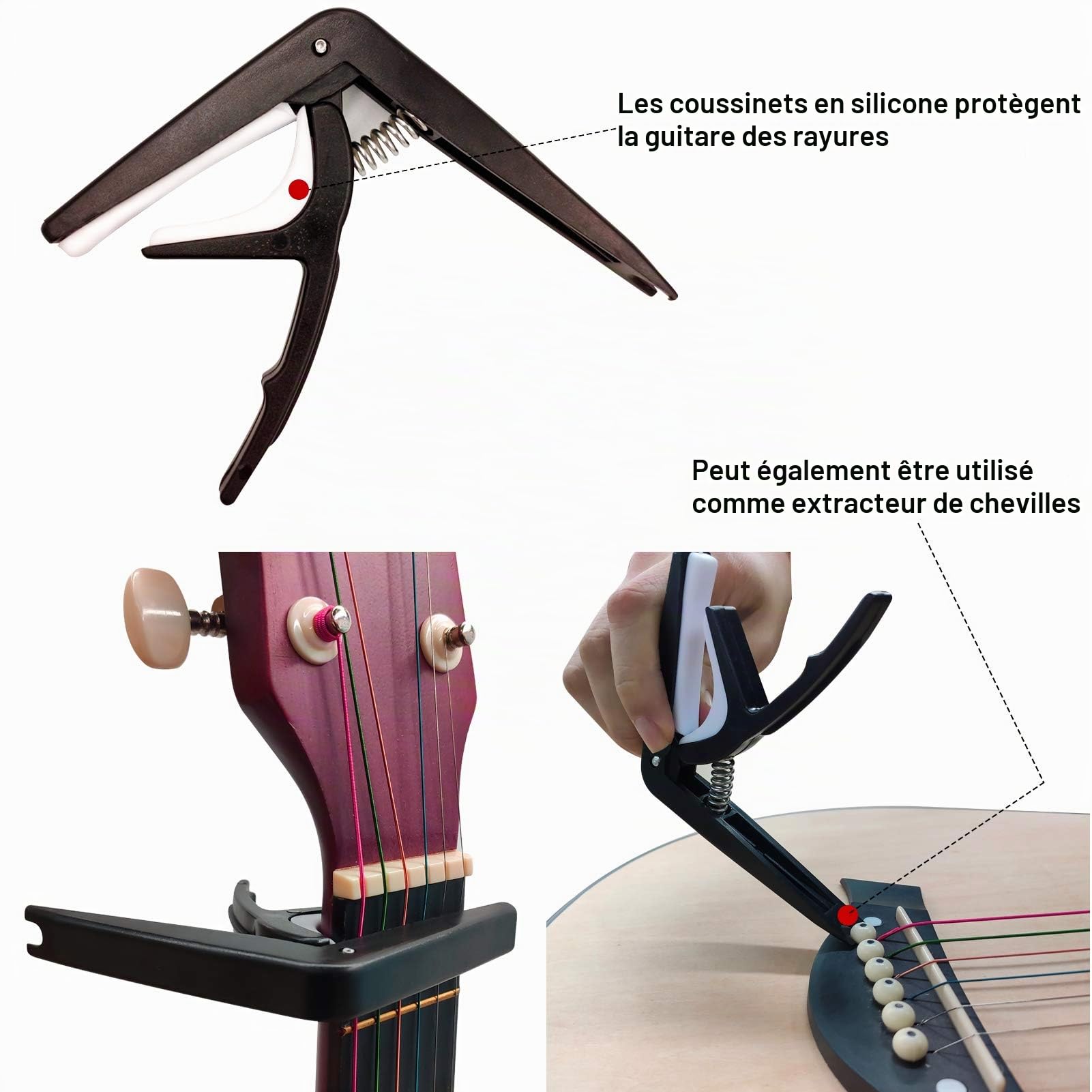 Kit Accessoire Guitare,TTCR-II 78 Pièces avec Support Guitare Capodastre Guitaren,15 Mediator Guitaren,3 set Cordes Acoustique,Accordeur,Enrouleur de Cordes,Sangle etc