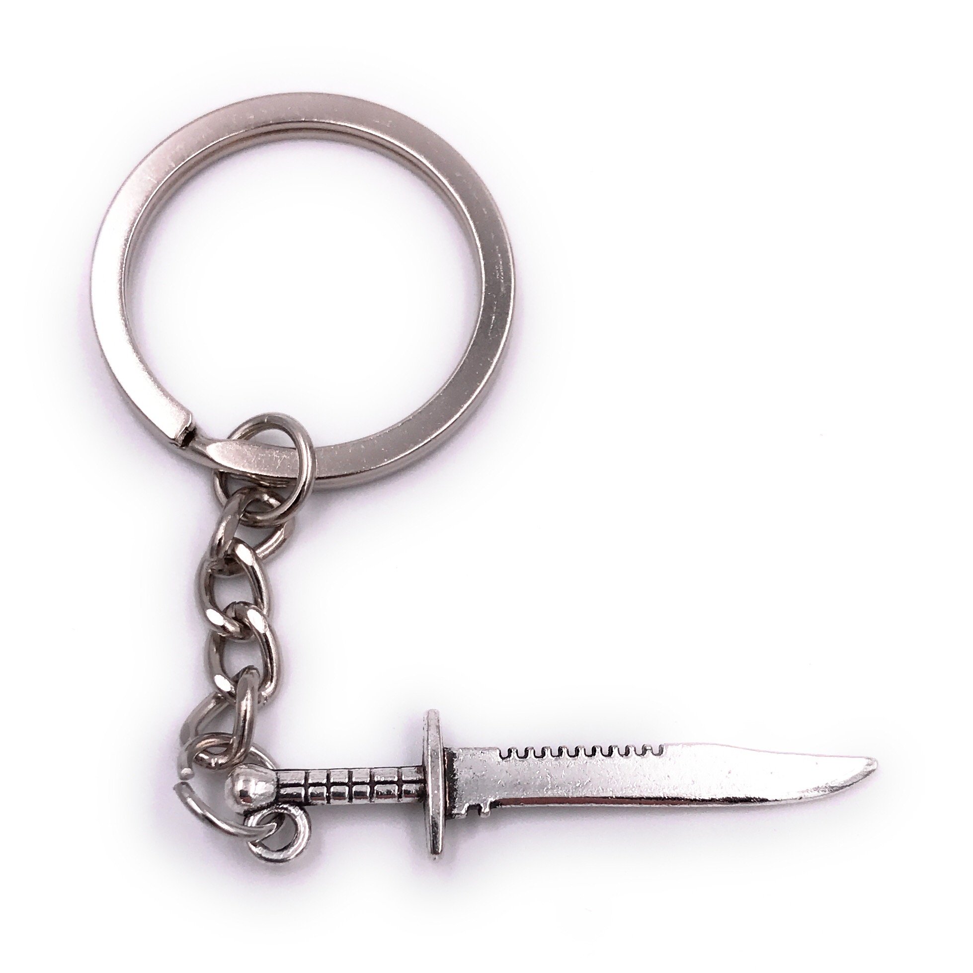 H-Customs Messer Dagger Knife Sword Knight Key Ring Pendant Silver Metal