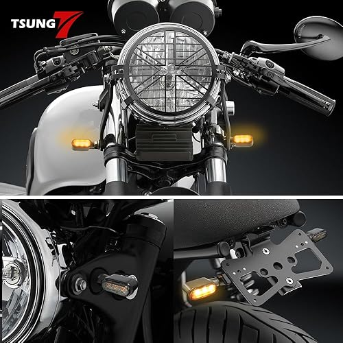 Vista 13 de TSUNG Mini luces intermitentes LED para motocicleta, micro intermitentes para delantero/trasero, universal, pequeño indicador para Cafe Racer Bobber