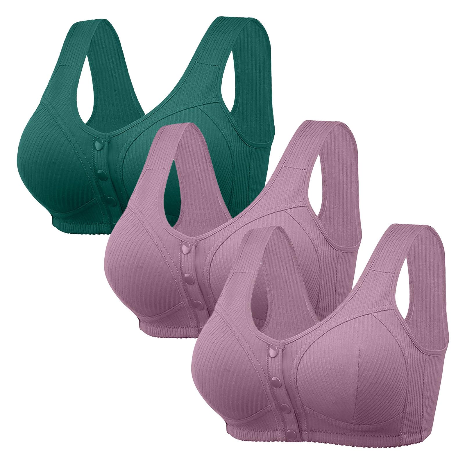 Sujetadores de cierre frontal para mujer, sostén cómodo push up, ropa interior transpirable suave con correas de hombro ajustables, brasier inalámbrico para uso diario, brasier de figura completa con
