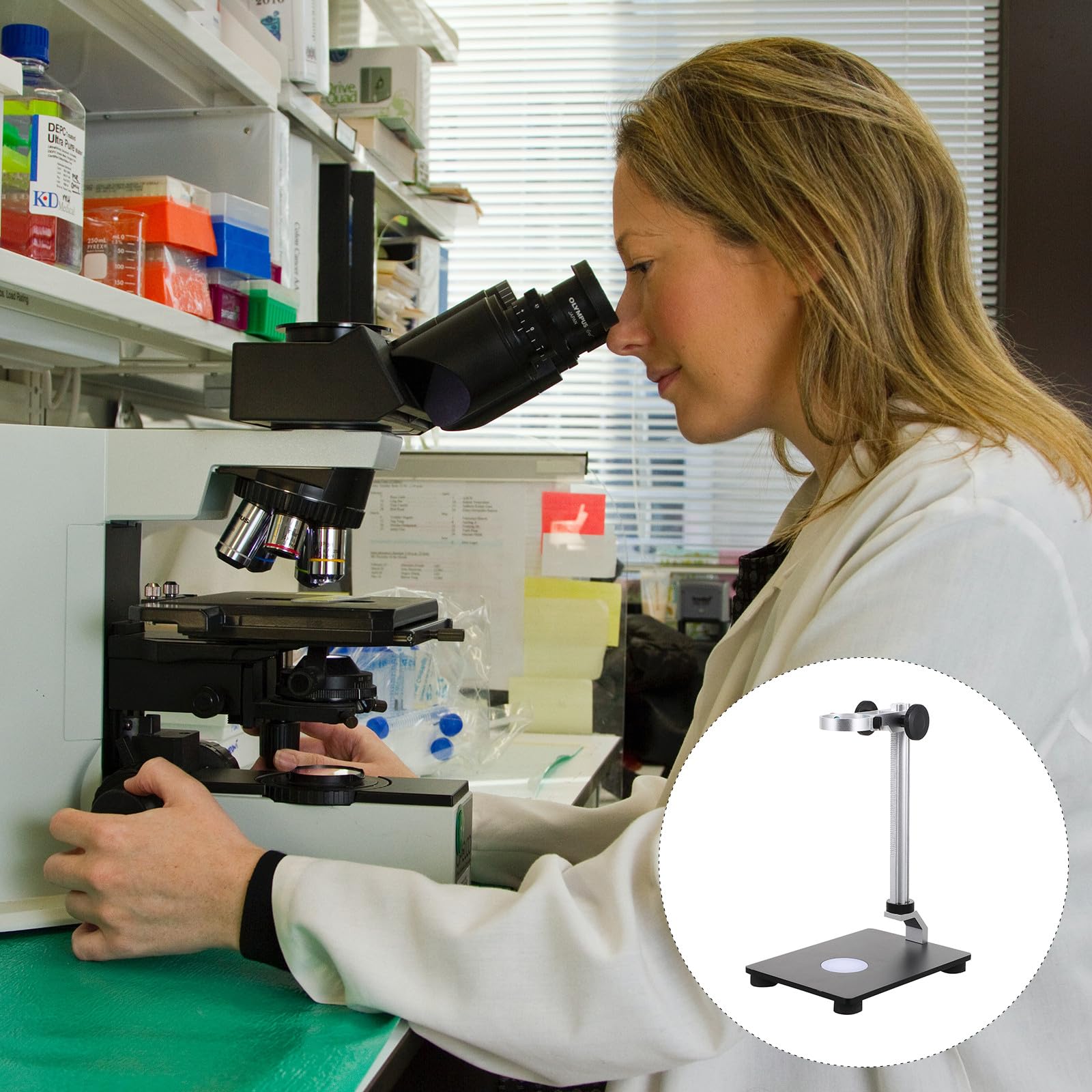 Supporto con Luminosa Regolabile per Microscopio in Nero Resistente Agli Urti per Fotocamera Industriale Tavolo