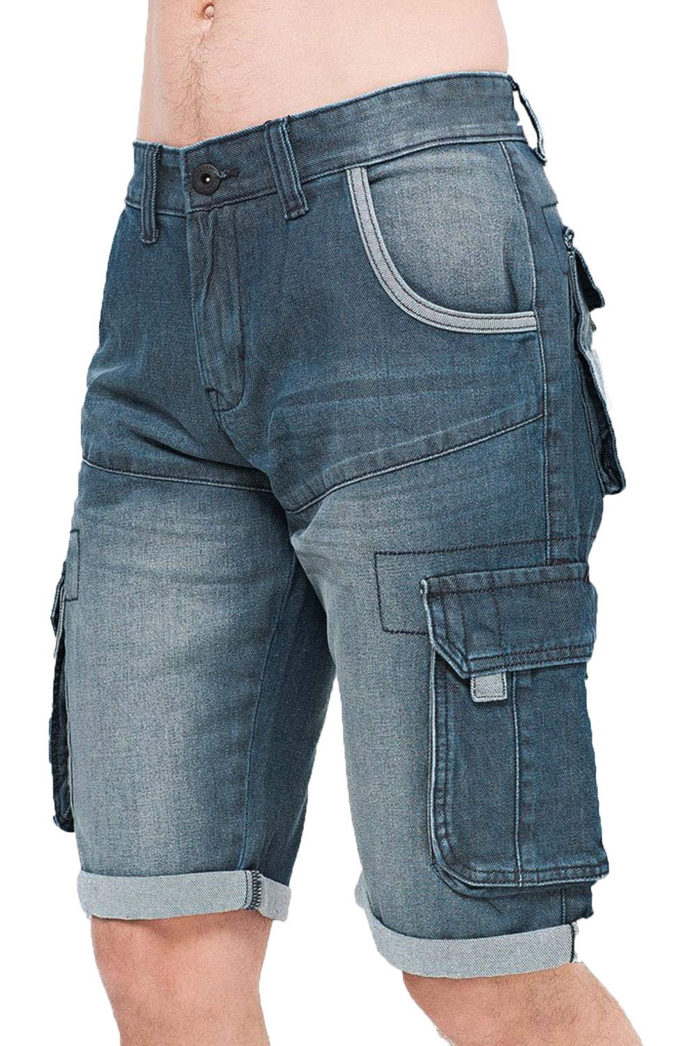 Crosshatch Men's Gaston - Mid Wash Denim Shorts - 34"
