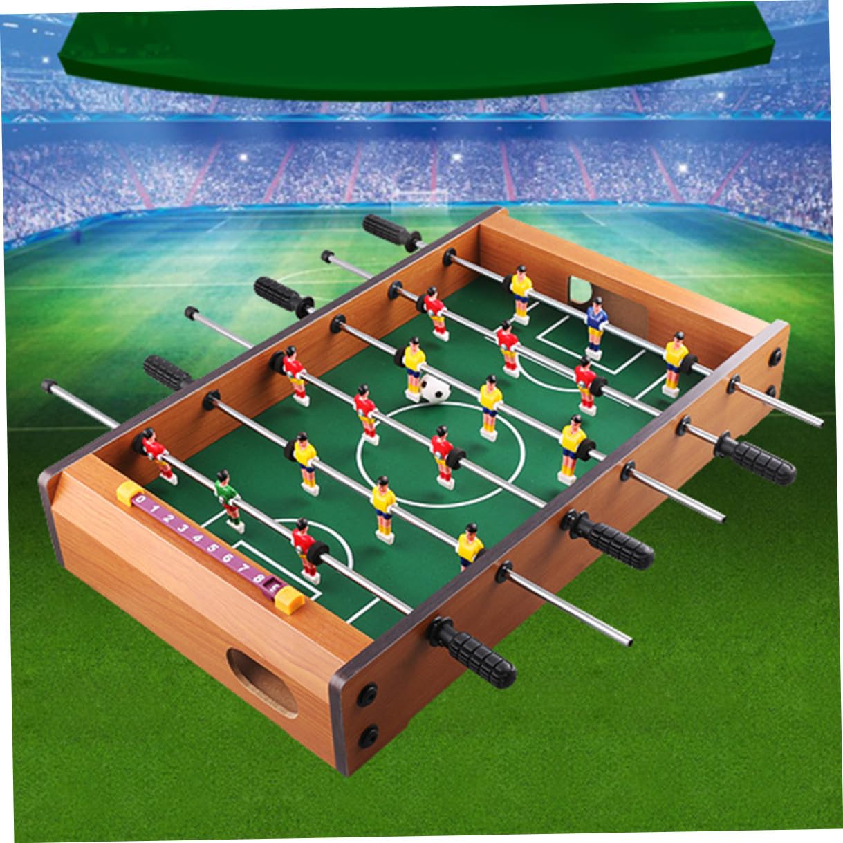 Mini Football Board Machine da Tavolo a Sei Tiri in Mdf | Contatore Punteggio Integrato, per Gioco su Scrivania, Adatto a Ragazzo Ragazza e Adulti