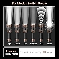 Vista 6 de SKYFIRE Rechargeable Flashlights High Lumens with Ignition Lens,5000 Super Bright Tactical Flashlight,Zoomable,6Modes,Waterproof Flash Light for