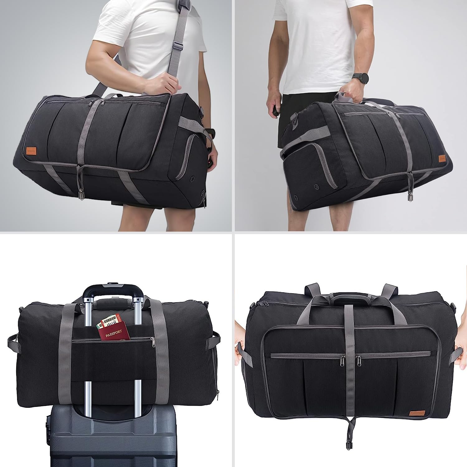 Upeelife Sac Voyage Pliables 125L, Grand Sacs de Voyage Femme Homme Sac de Sport, Etanche Sac Weekend avec Compartiment à Chaussures et Poche Humide
