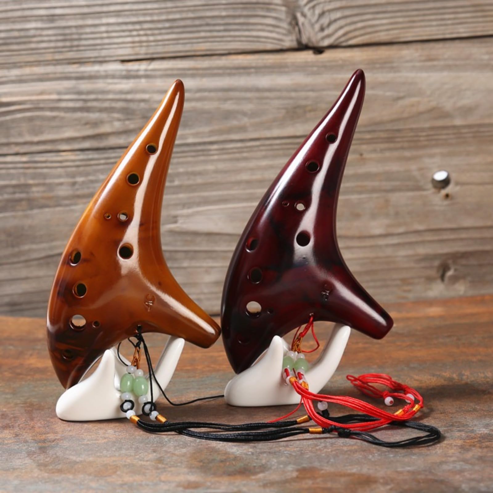 avanzato Ocarina in Ceramica Strumento Musicale per Principianti e Professionisti Facile da Suonare e Portatile Flute Do Contralto Colori Misti，Ocarina a 12 fori con affumicatura a paglia