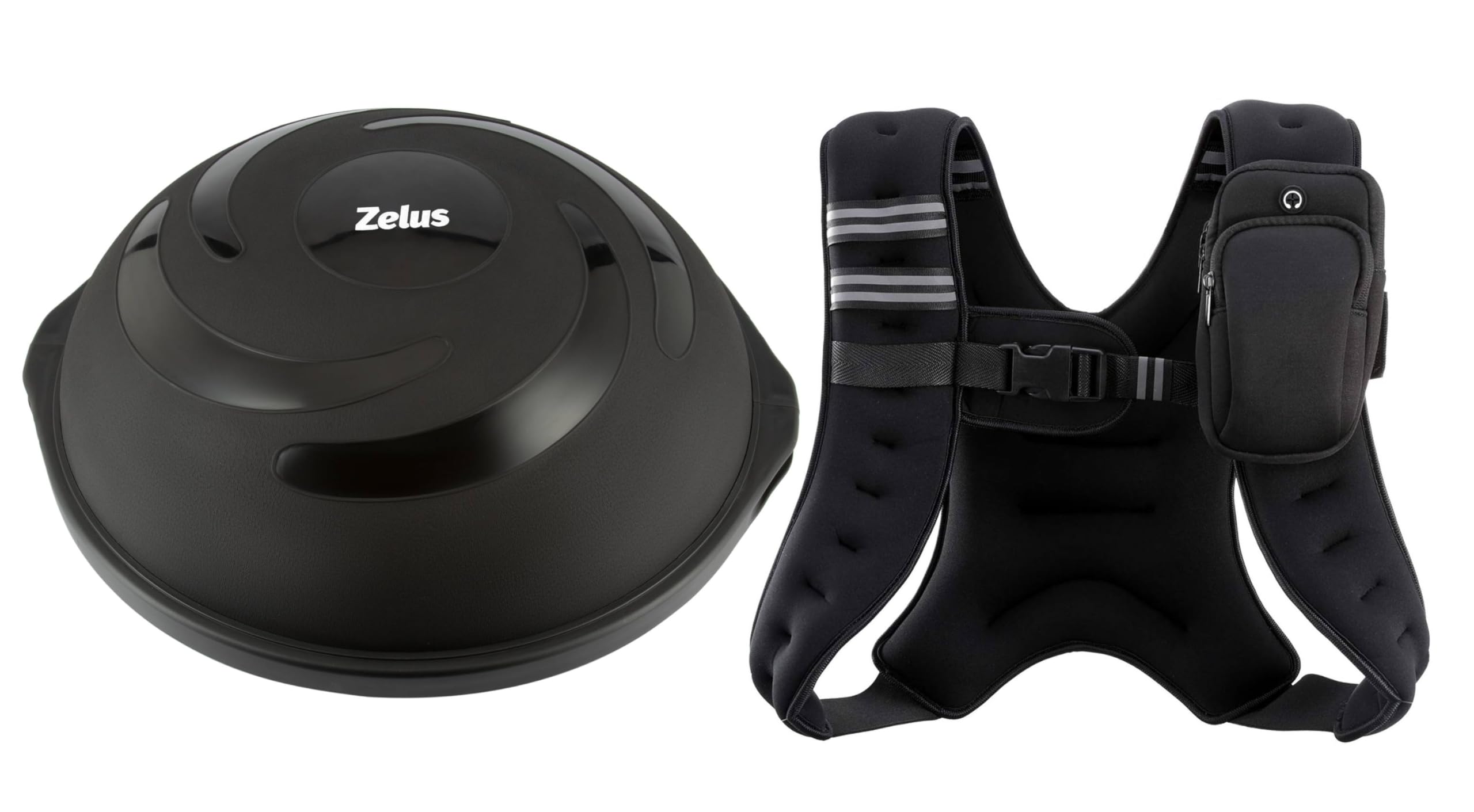 ZELUS Fitness Bundle Balance Ball Trainer with Resistance Bands Foot Pump Weighted Vest for Enhanced Workouts