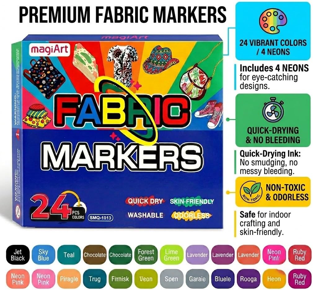 24 Colors Fabric Markers Permanent Waterproof image 5