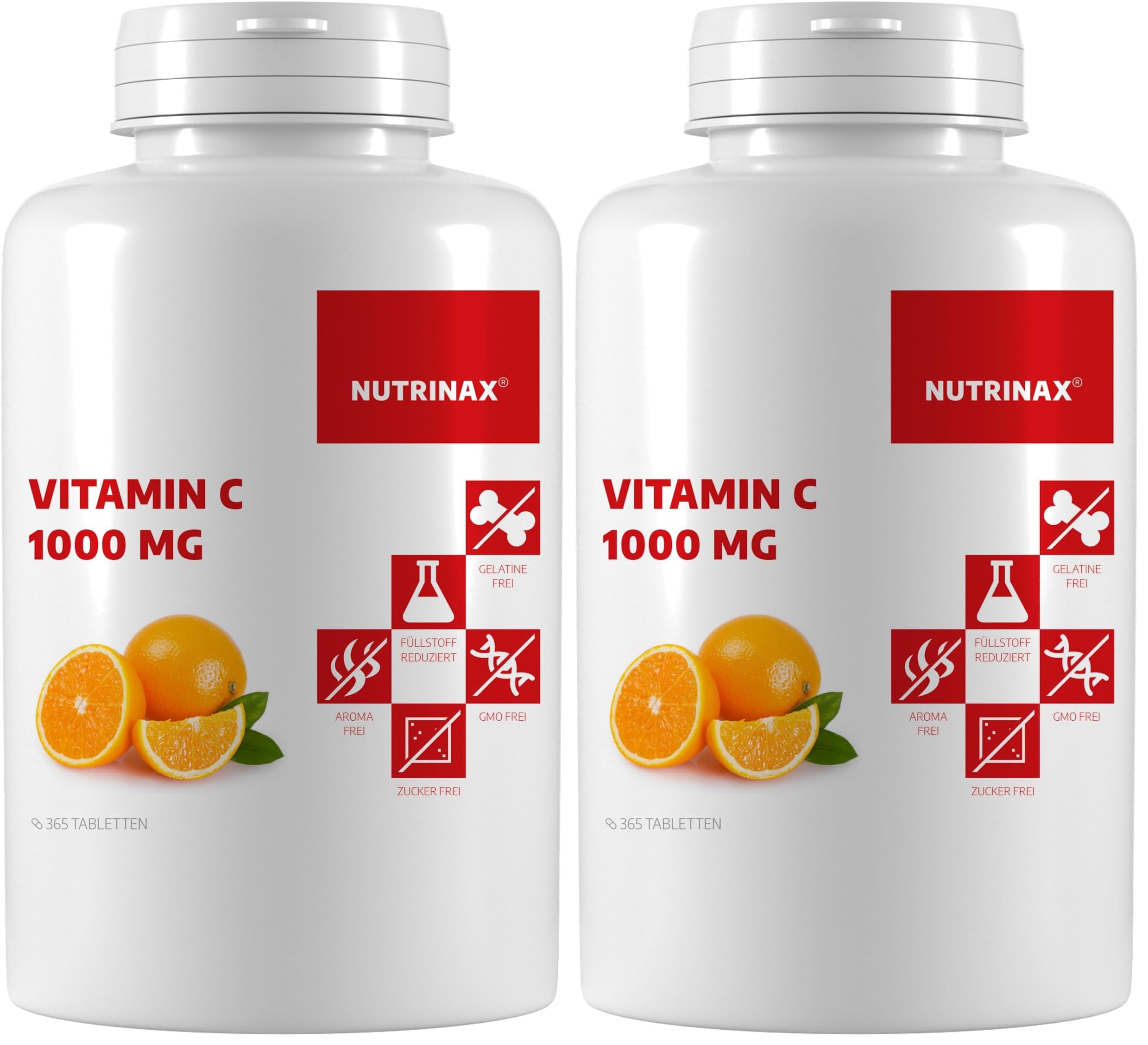 Vitamin C 1000mg - 365 Tabletten - Time Released + Citrus Bioflavonoide + Hagebutte - Vegan (Packung mit 2)