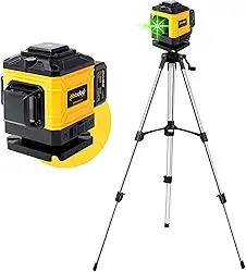 Nível a Laser 3D Profissional com Tripé, 30 Metros 12 Linhas, Autonivelante Kit com Tripé,2 Baterias 2400mAh Recarregável
