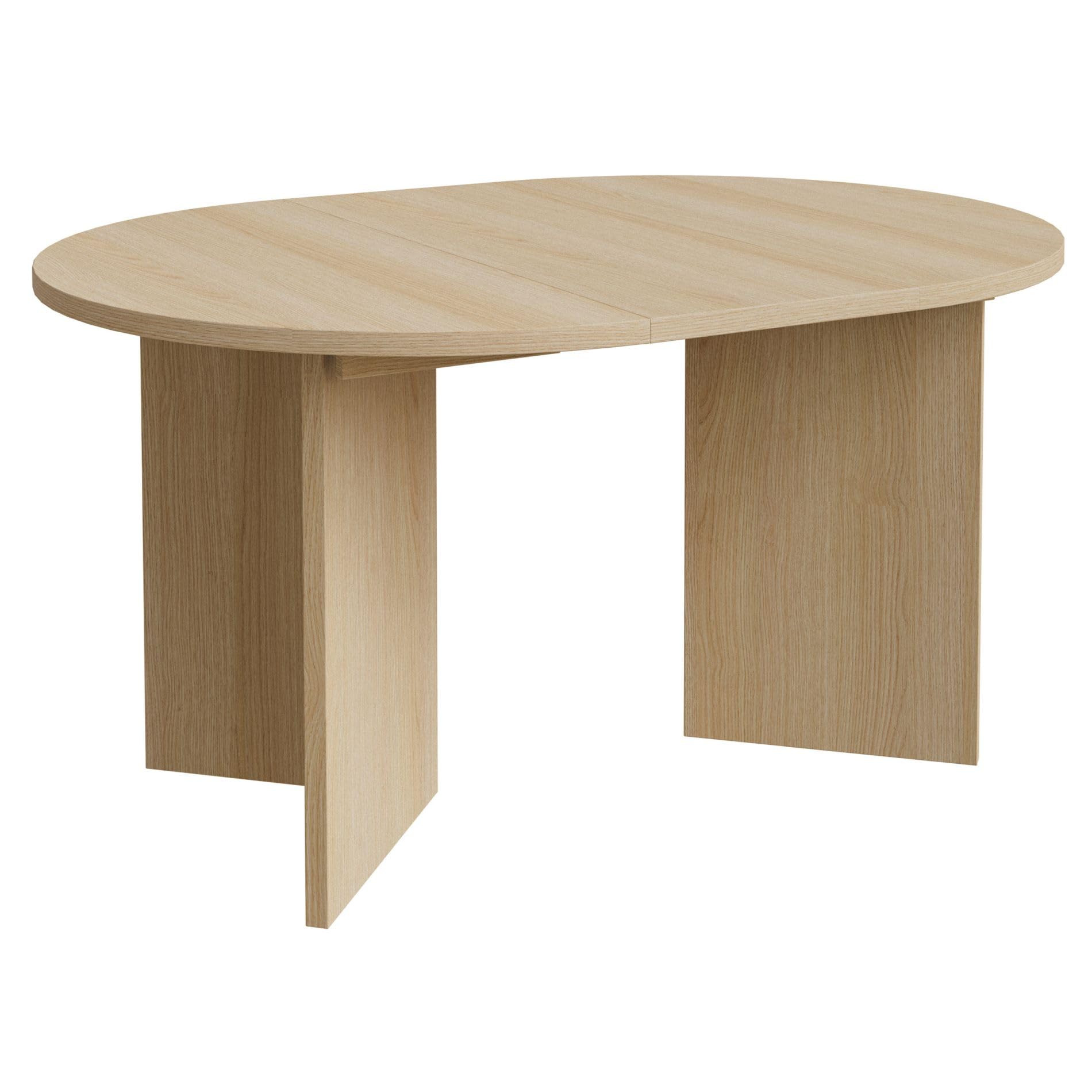 Selsey Ovaler Esstisch Ausziehbar – Runder Esstisch in Lindberg Eiche, 110–190x110 cm, Laminierte Platte, ABS-Kanten, 2 Verlängerungen, Kugelführung, Selbstmontage