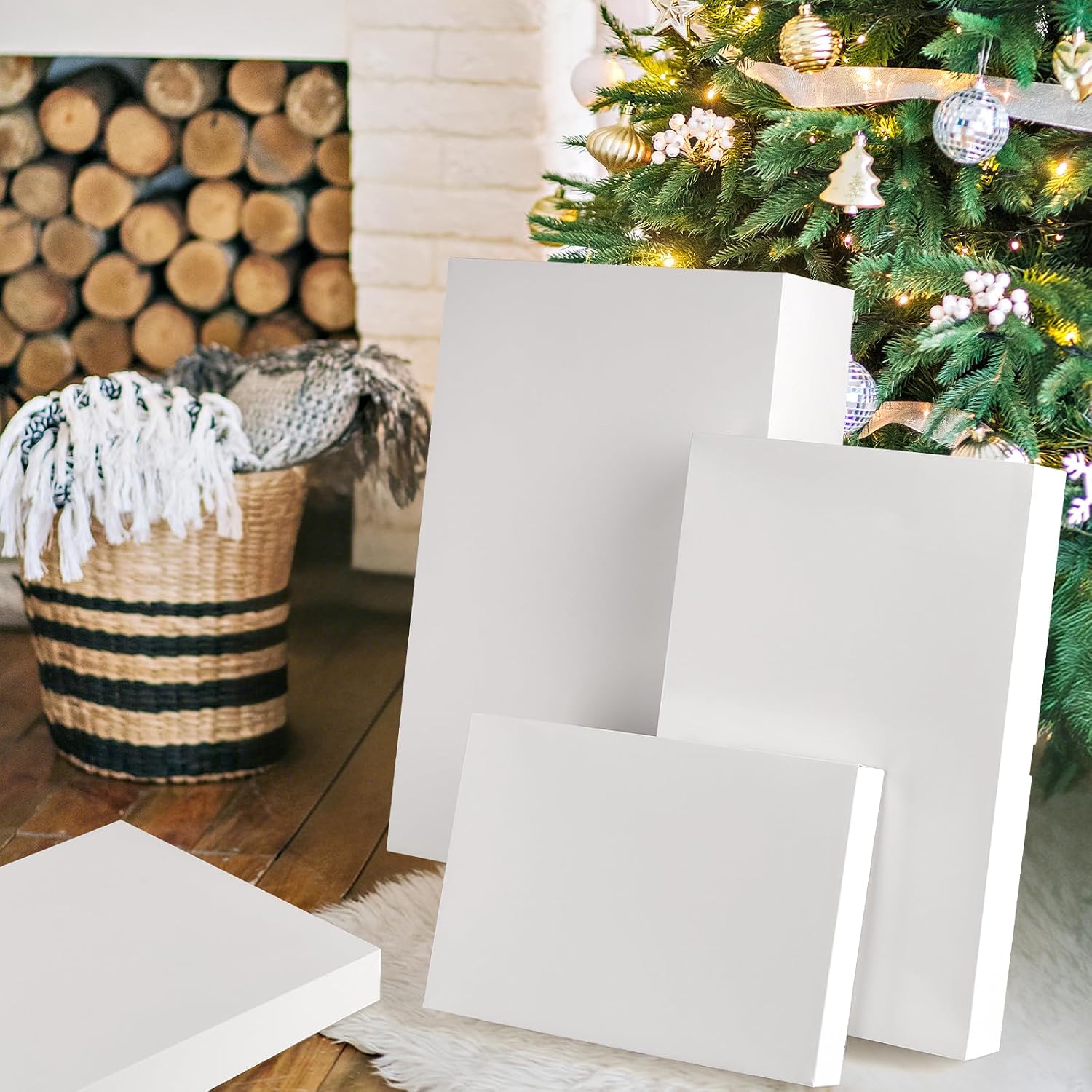 Ocmoiy 16 Pack White Gift Boxes with Lids, Assorted Sizes (6 Small 11", 6 Medium 14", 4 Large 17") Gift Boxes for Presents, Extra Deep Auto Pop-Up Christmas Box for Wrapping Clothes Robe Shirt Sweater