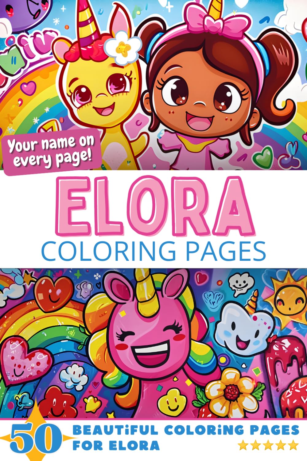 Elora Coloring Pages: Wow-Effect! Your name on every page - Elora coloring book - 6x9" - 50x Elora coloring page - Fantastic Gift