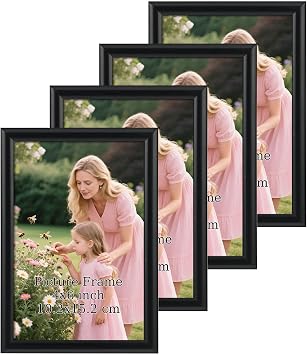 Schliersee 4x6 Black Picture Frames Set of 4, Elegant Arched Small Frame for 4 by 6 Photo, Wall and Tabletop Display