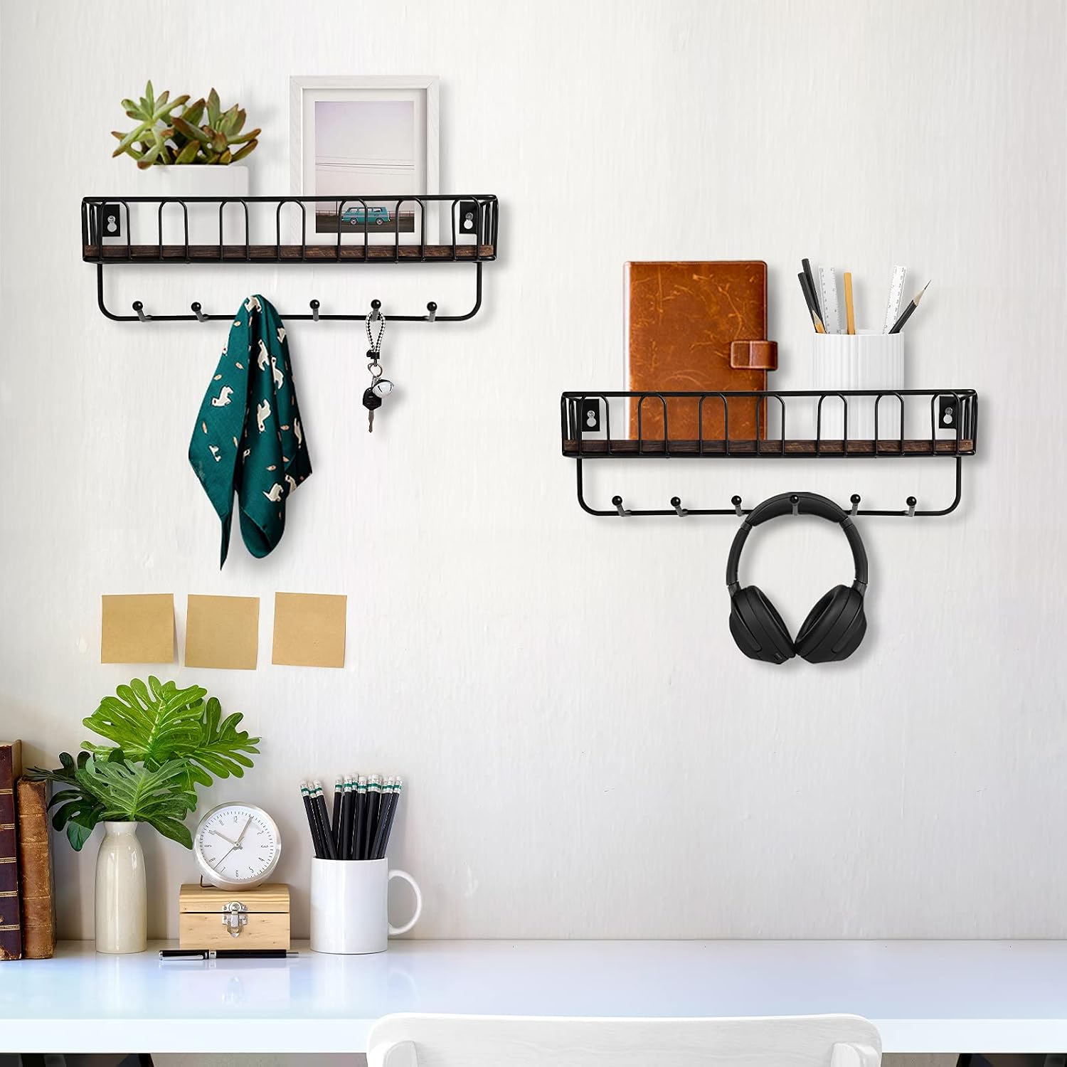 Key Holder for Wall，Key Hooks for Wall, Mail Organizer Wall Mount Key Rack Hanger Holder Decorative Metal Wire Mesh Mail and Key Holder for Wall with Shelf, Entryway, Bathroom, Living Room by DB