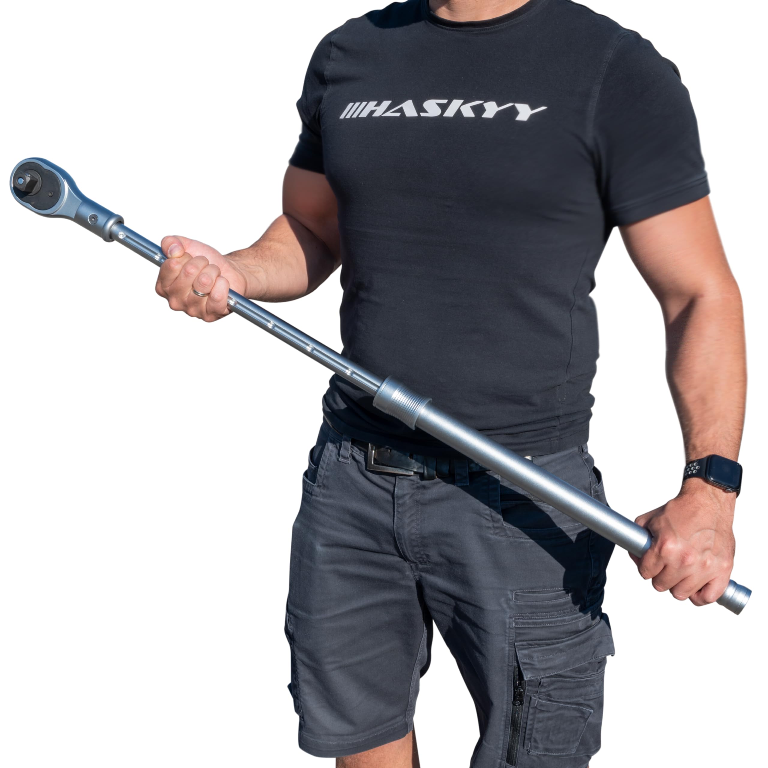 HASKYY Grzechotka teleskopowa 3/4" XXXL 78-115 cm wysuwana 8-stopniowa grzechotka z grzechotką, długa grzechotka z grzechotką, moment obrotowy 1412 Nm