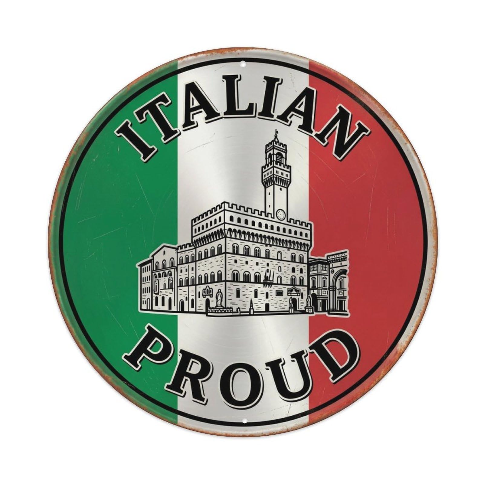 Olhnbad Style Italian Proud Palace Travel Landmark Heritage Emblem Metal Tin Sign