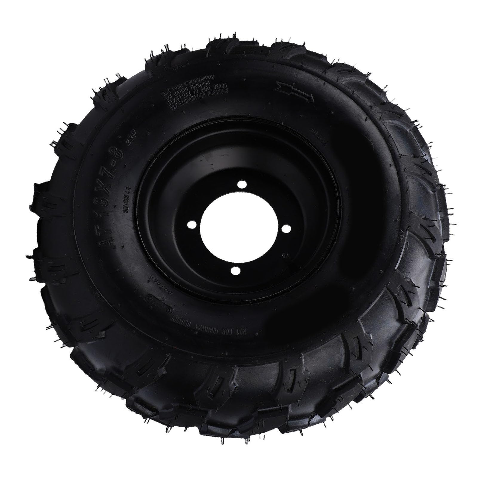 Acouto 19x7 8 Felgen-Reifenbaugruppe, Schlauchlose 6-lagige ATV UTV Go-Kart-Reifen mit 4-Schrauben-Befestigung, für 125 Ml 250 Ml ATV UTV Quad Go Kart