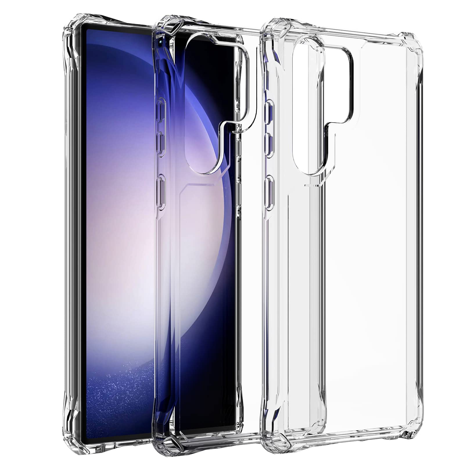 amCase (2 Pack Clear Case [Anti-Yellowing] Compatible with Samsung Galaxy S23 Ultra 5G, Support Wireless Charging, Shockproof Protective