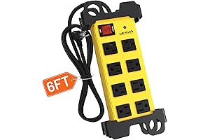 Heavy Duty Power Strip, 8 Outlet Power Strip with 6FT Cord, Waterproof...