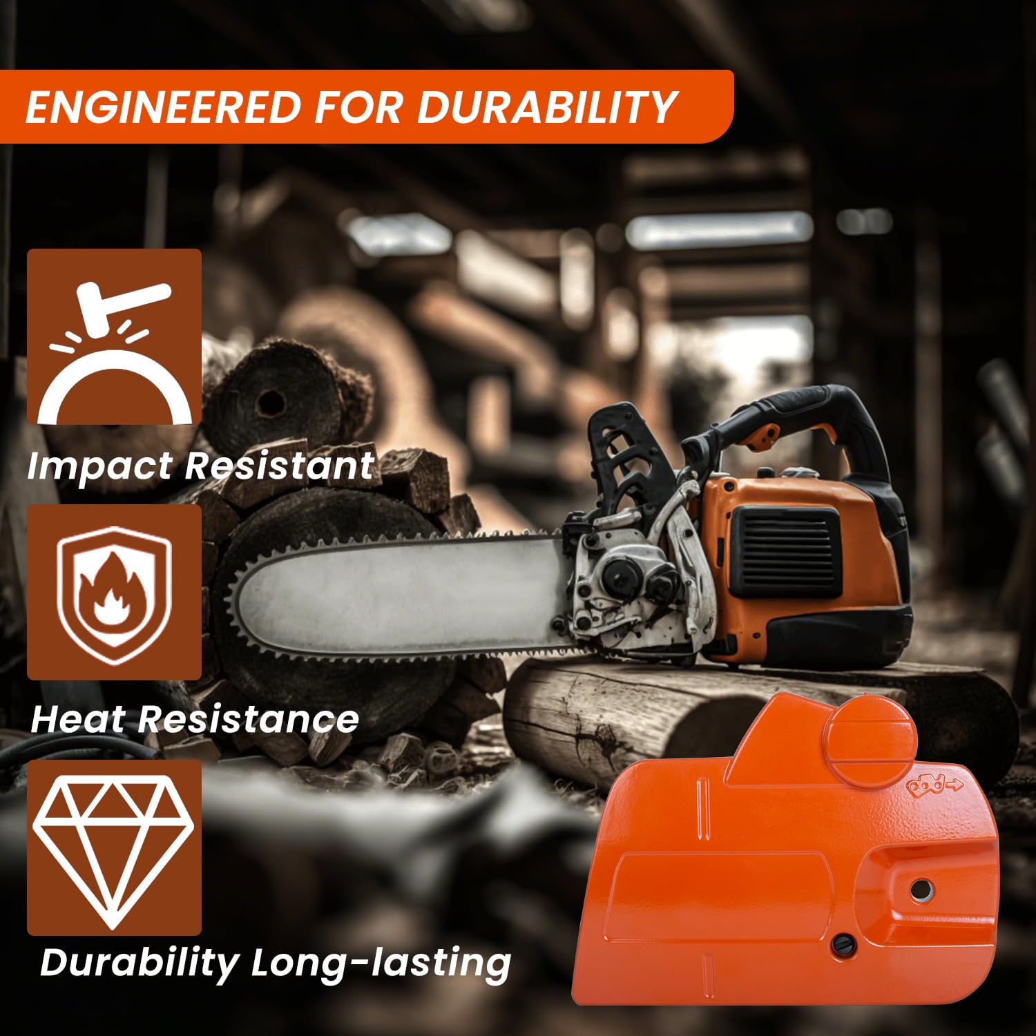 Conjunto de cubierta de embrague de freno de cadena compatible con motosierra Husqvarna 135 140 435 440 E II, incluye clips a presión y tuercas de barra, sustituye a 501388203 536329204 501388201