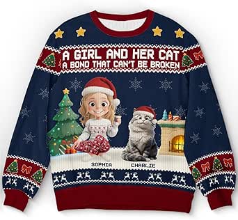 Personalized Christmas Pet Mom/Dad Sweater - Upload Photo - Christmas Gift Idea For Dog/Cat Lovers - This Dog Mom Belongs To