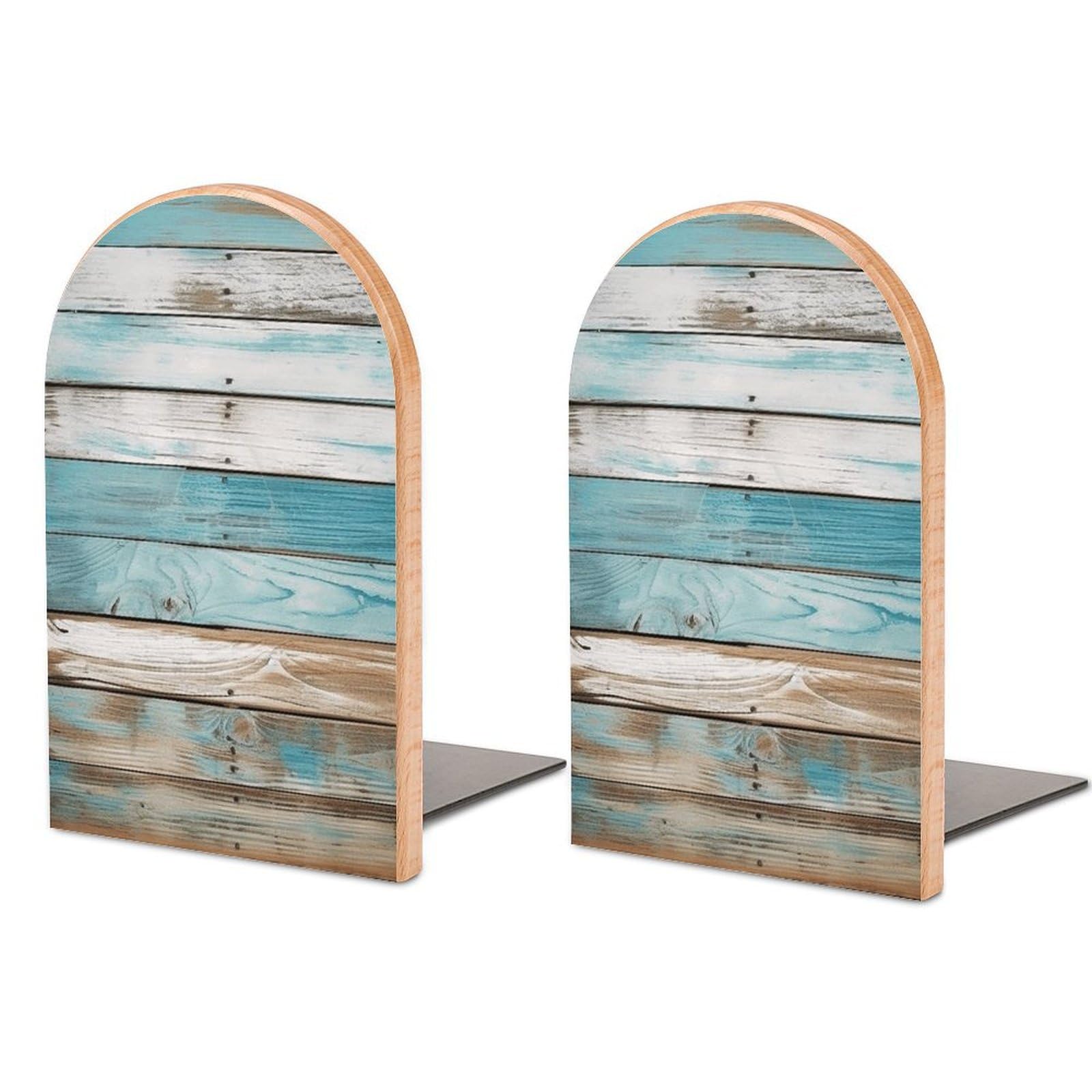 Serre-livres réglables support de livres en bois hêtre et fer bleu