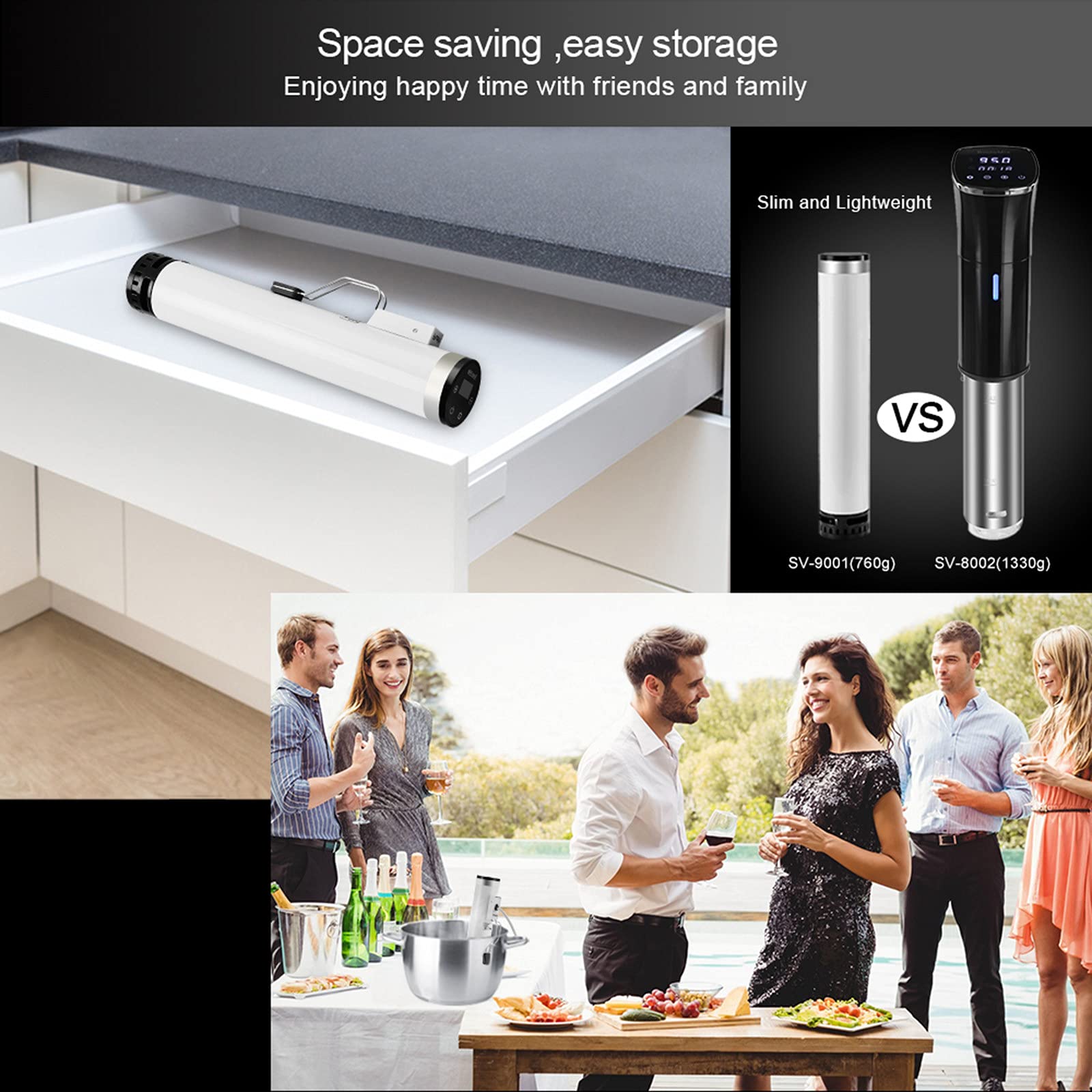 IPX7 Resistente al agua Sous Vide WiFi Precision Cooker Precision Cooker Inmersion Circulator con control preciso de temperatura y tiempo para una alimentación saludable