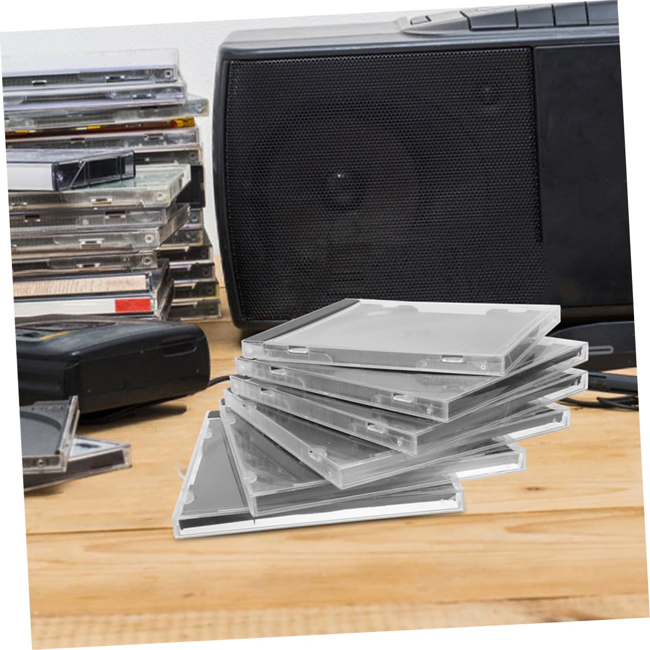 GALPADA Custodie Trasparenti per CD in Plastica 10 Pezzi, Impilabili e Protettive, per Custodia e Organizzazione Dischi in Casa o Ufficio