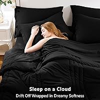 Vista 3 de CozyLux Queen Size Comforter Sets - 7 Piece Bed in a Bag Black Comforter Set with Sheets Queen Bed Set All Seasons, Soft Bedding Set with Down
