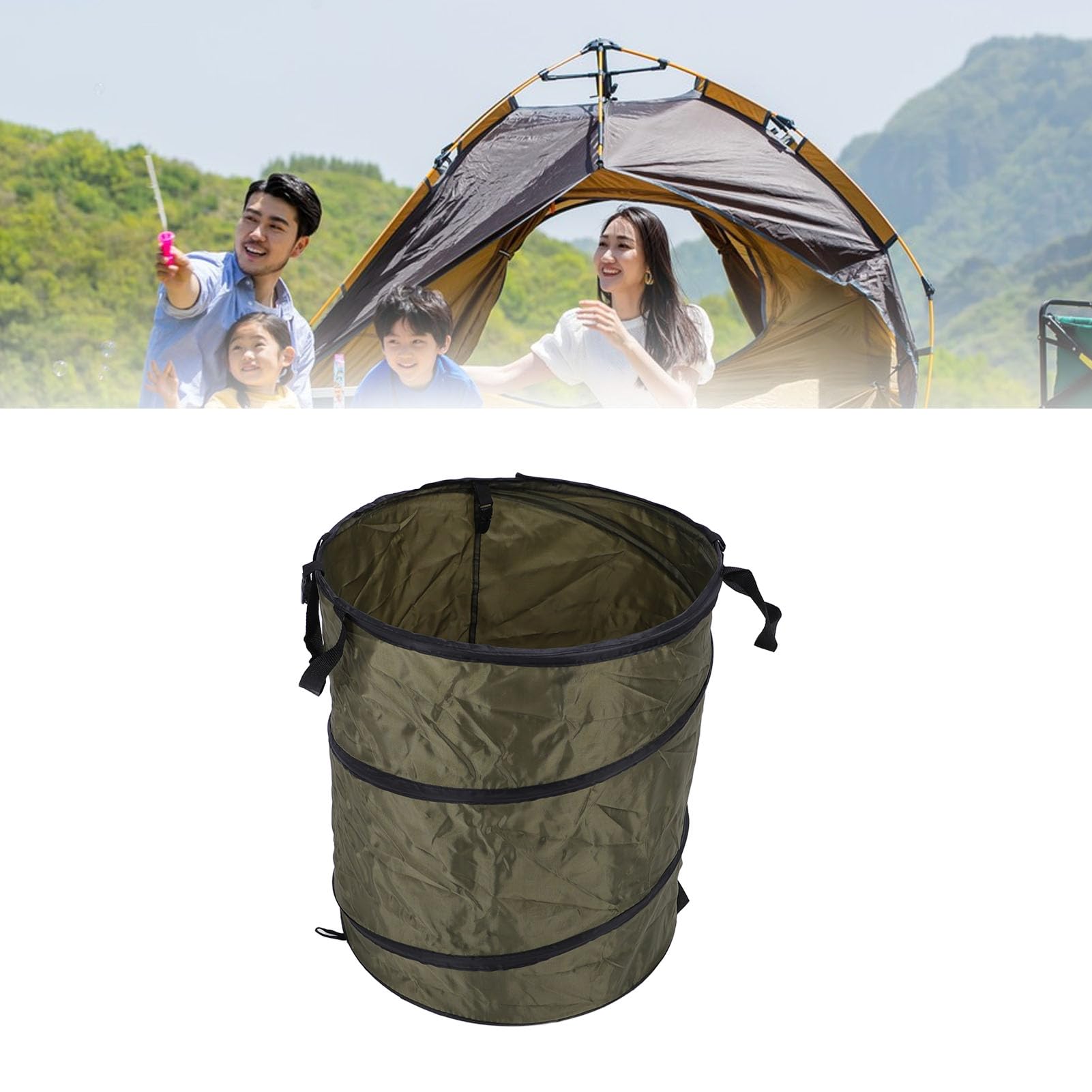 Contenitore Spazzatura Pieghevole Portatile a Prova di Acqua Oxford Cestino da Campeggio per Picnic All'aperto (verde scuro)