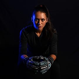 Renegade GK Triton Specter Goalie Gloves with Pro-Tek Fingersaves | 3.5+3mm Super Grip & 4mm Duratek | Black & Blue Goalkeeping Gloves (Size 9, Youth-Adult, Roll Cut, Level 2)