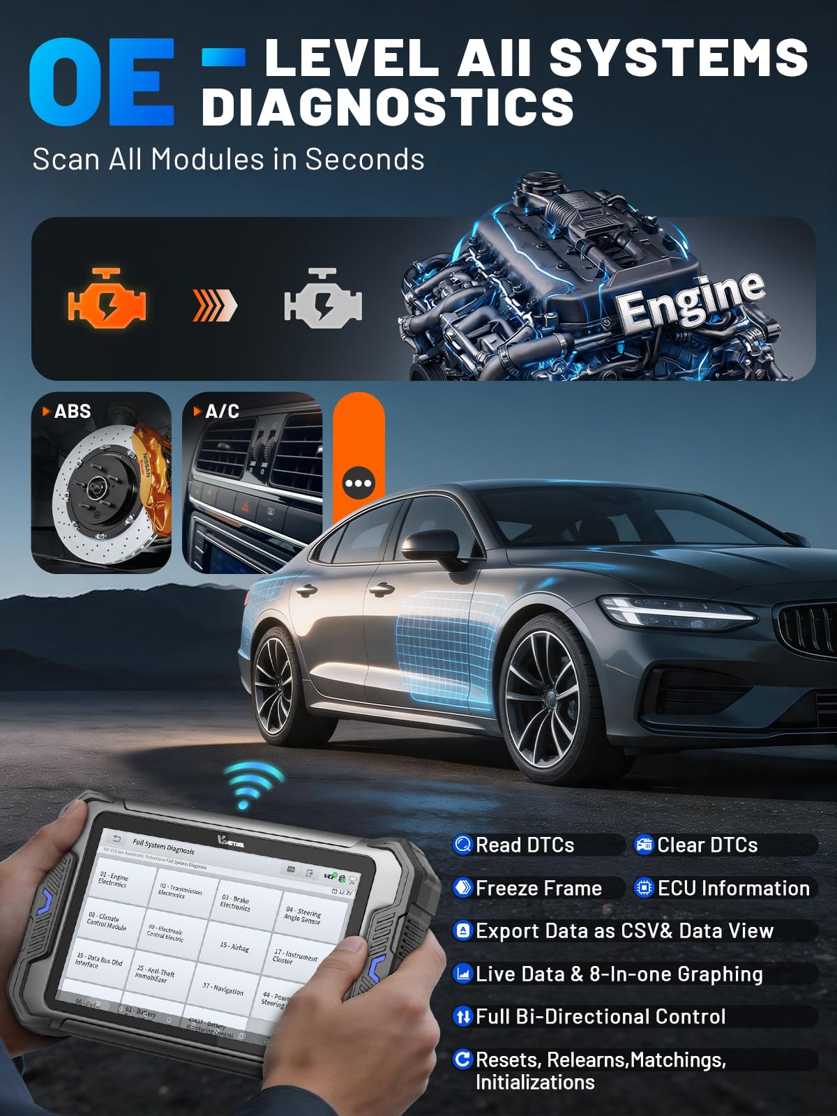 Valise Diagnostic Auto VDIAGTOOL VD80BT Lite, OBD2 Diagnostic Voiture Bidirectionnel et 28+ réinitialisations, Boitier OBD Complet du Système FCA Can FD et DoIP, ECU Codage, Màj Gratuite 2 Ans
