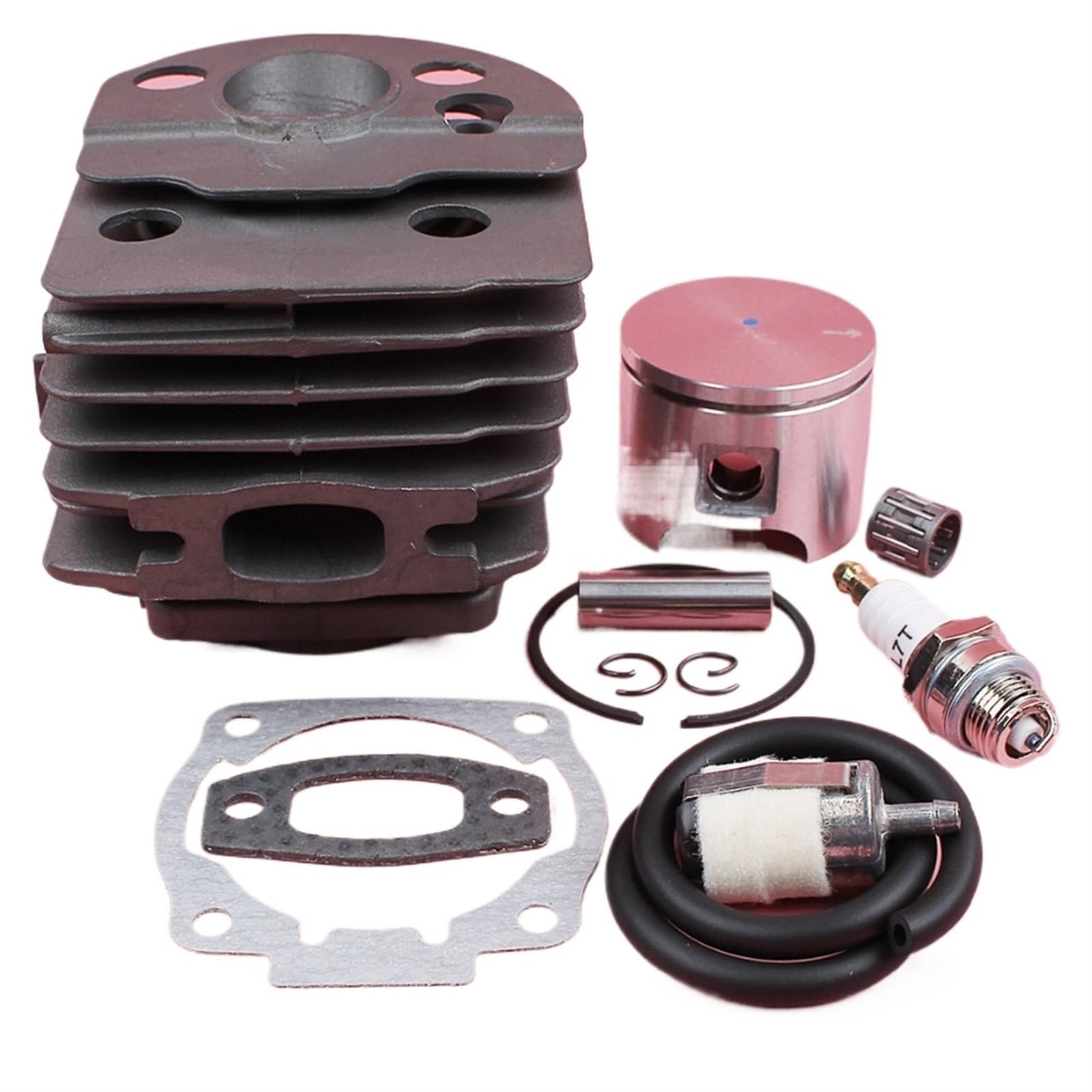 Tłok cylindra przewód filtra paliwa zestaw uszczelek świec zapłonowych, do piły łańcuchowej Husqvarna 55 51 część do narzędzi ogrodowych 46mm Zestaw cylindrów piły łańcuchowej
