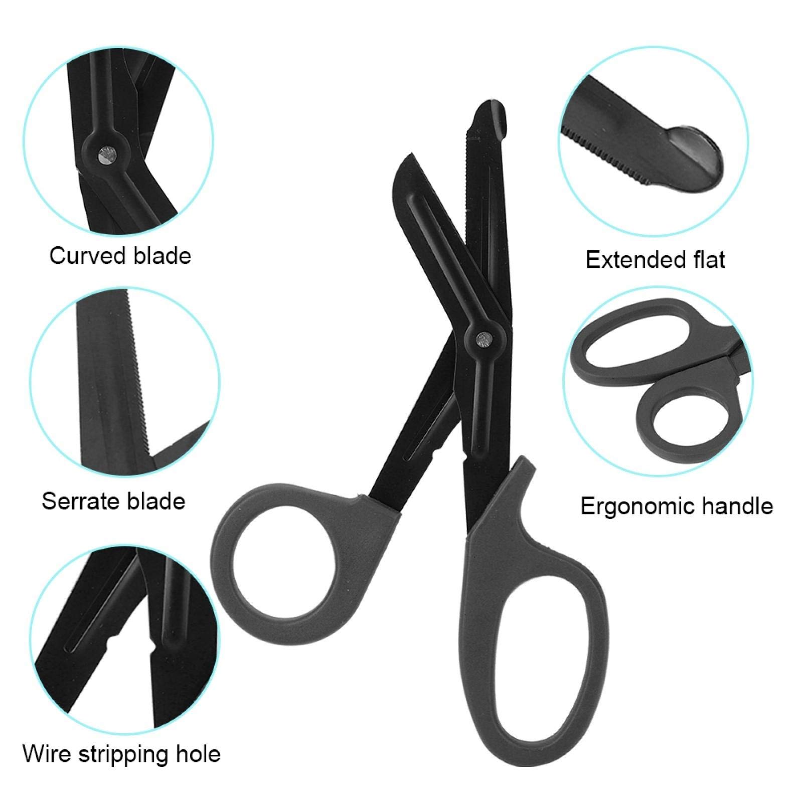Tijeras de EMT, Tijeras de trauma de primeros auxilios de EMT Tijeras de rescate militar de emergencia de acero inoxidable(Negro)
