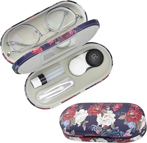 Estuche 2 en 1 para lentes de contacto y lentes, diseño de doble cara de doble uso con espejo, pinzas y botella de solución para lentes de contacto, disponible en Yaxa Costa Rica