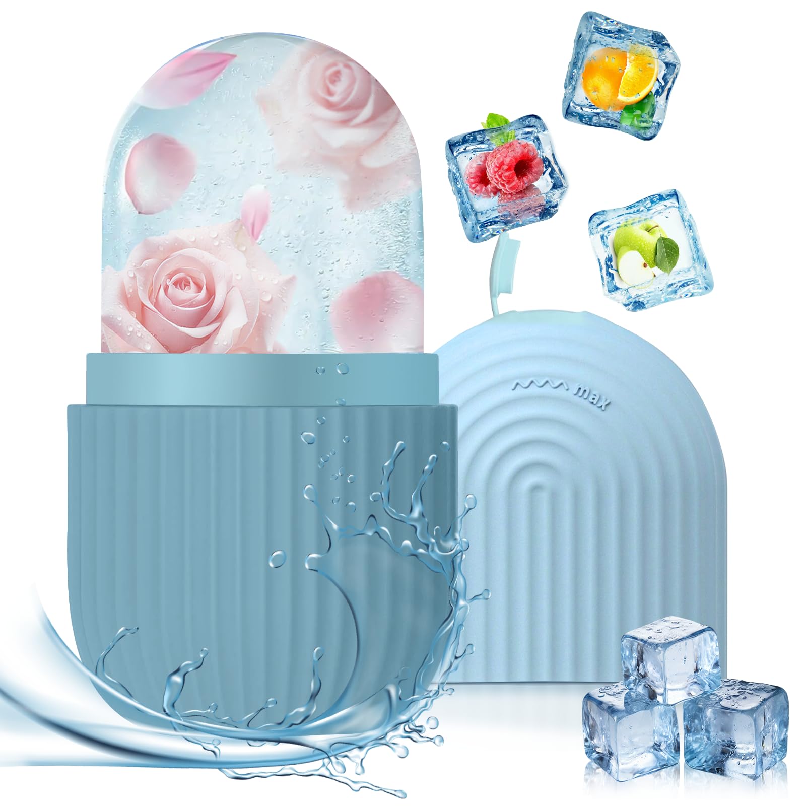 Ice Roller Viso, Riutilizzabile Rullo di Ghiaccio Facciale, Eye Ice Massage in Silicone, Bellezza del Viso per Tonificare Viso Serrare e la Pelle Alleviare Gonfiore Riduci i Pori (Blu)