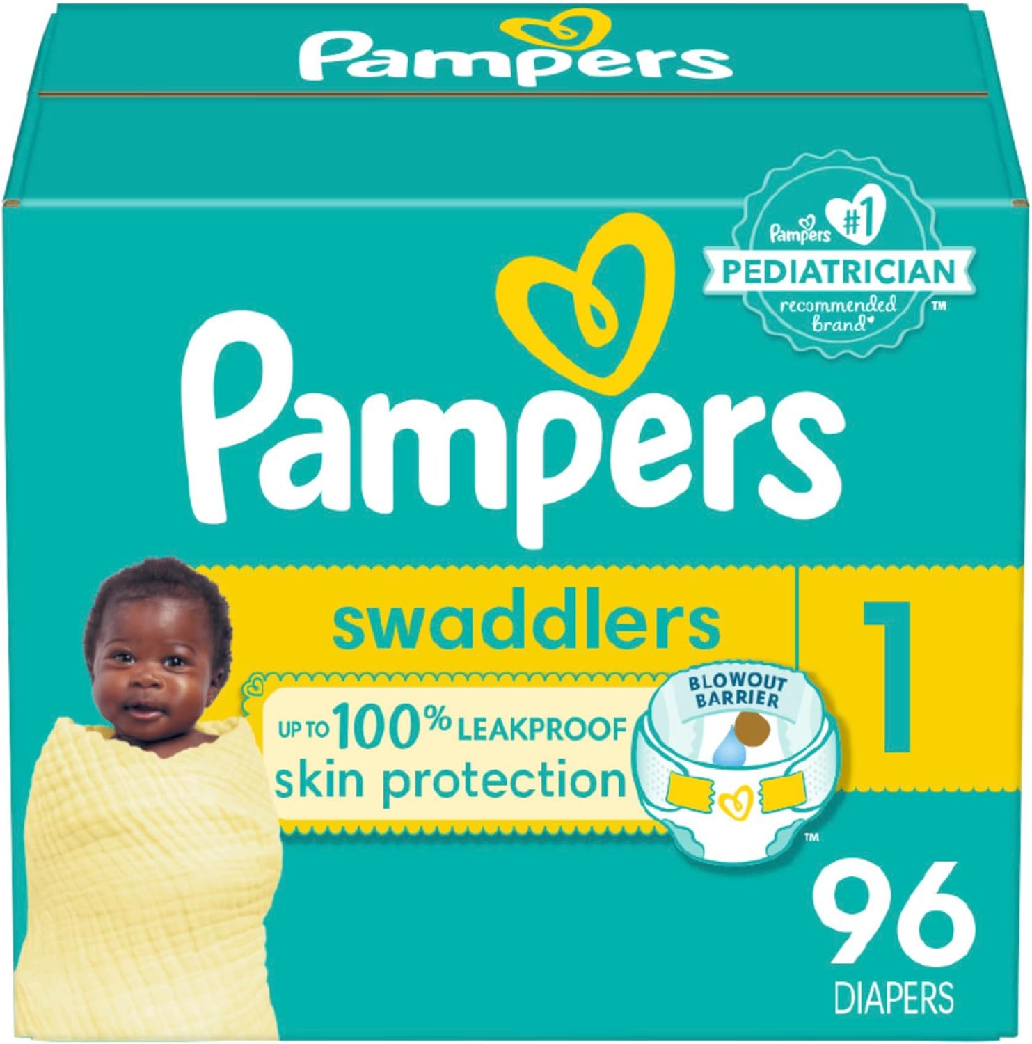 Pampers Swaddlers Active Baby Diapers Super Pack - Size 1 - 96ct