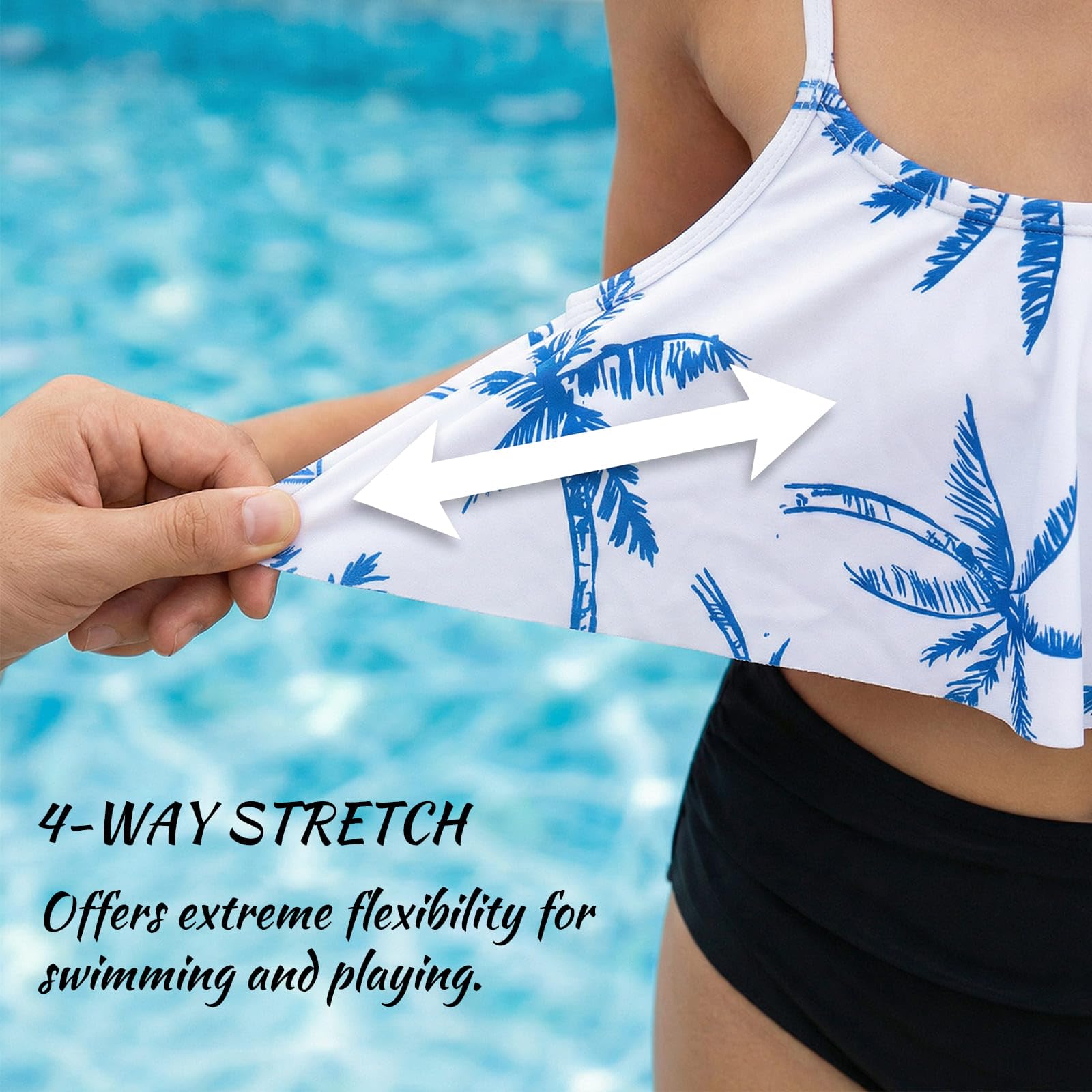Bikini Set per Ragazze Bambina 2 Pezzi Costume da Bagno Volant Top e Slip da Bagno Tankini con Spalline Regolabili Hawaiano Stampa Costumi da Bagno Piscina Spiaggia per Adolescente 7-14 Anni