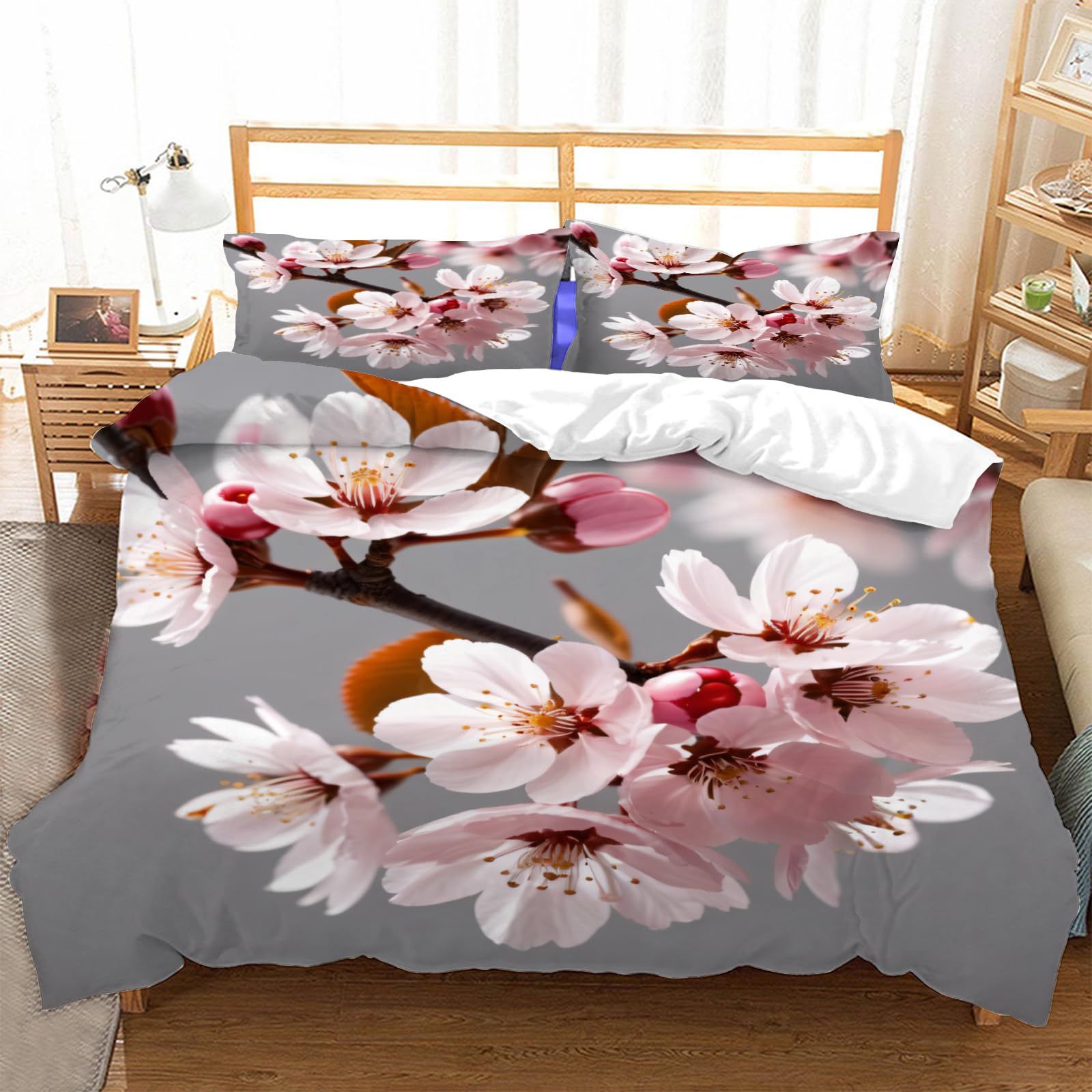 Housse de couette 240x260 chic au motif floral en microfibre premium