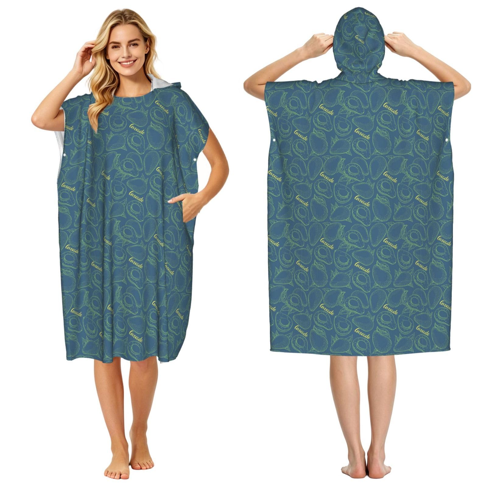 Noble Ren Fresh Avocado Adult Hooded Beach Towel Swimming Cover Outdoor Wearable Towels Bath Bathrobe Cape Quick Drying