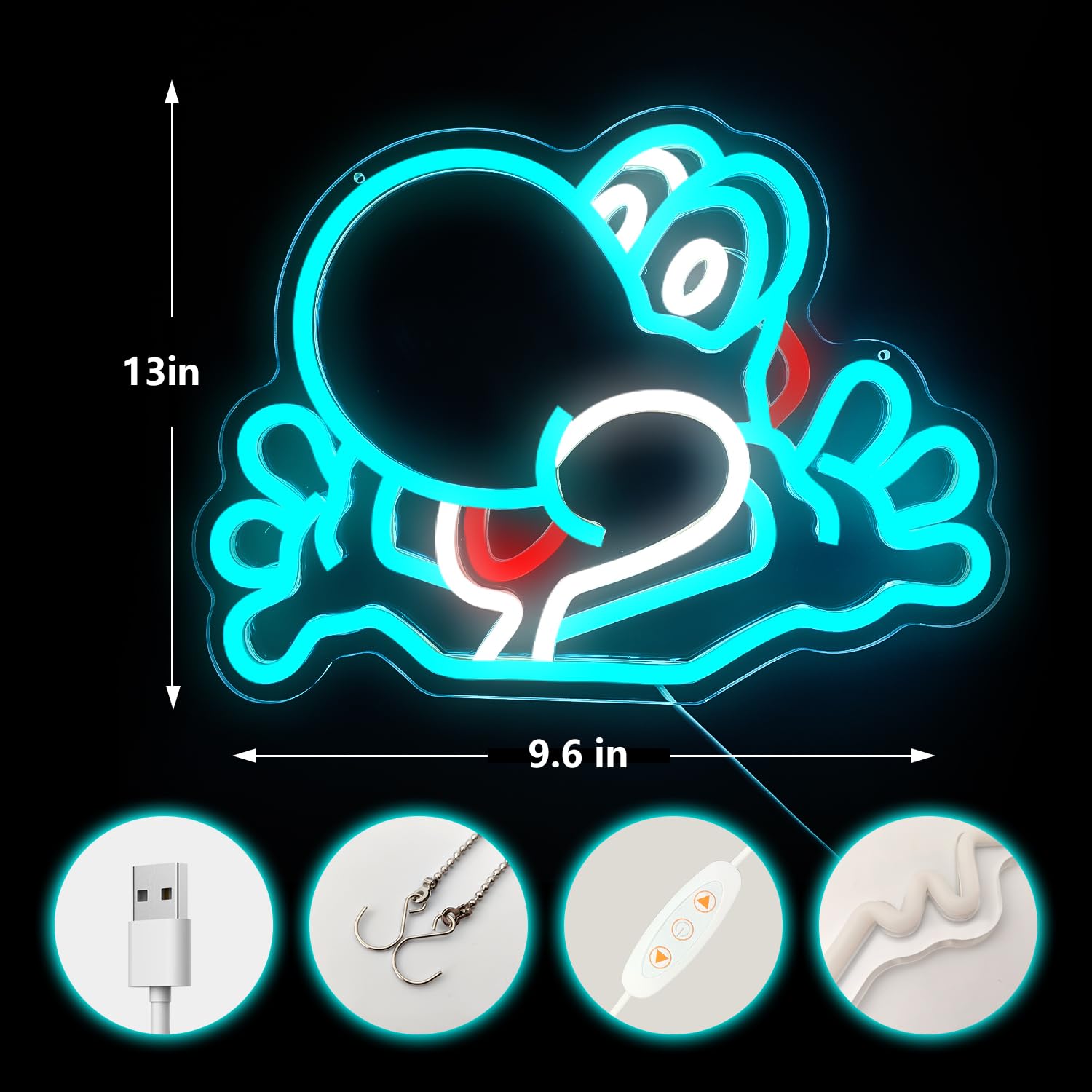 Amazon.co.jp: Yoshi ネオンサイン 壁装飾 調光可能 アニメ ブルー LED